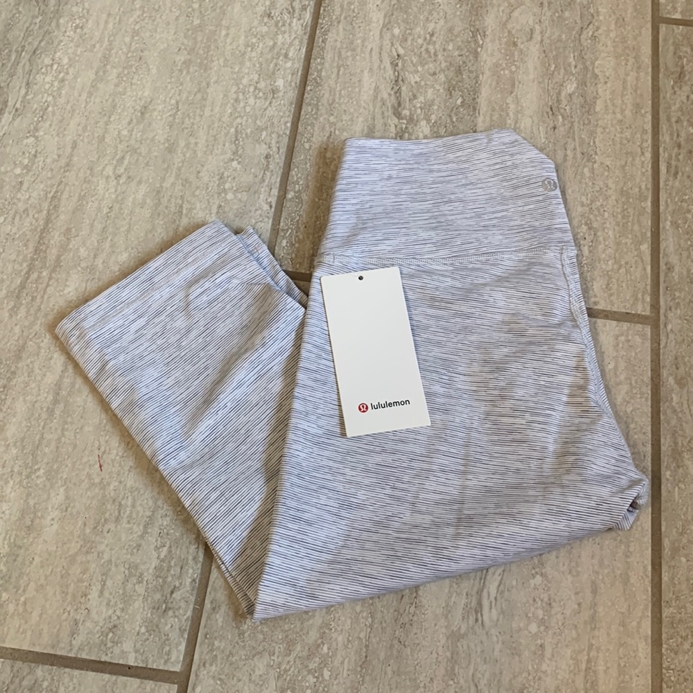 LULULEMON Wunder Under High Rise half cropped tights space dye grey 10 NWT
